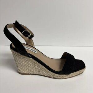 Steve Madden Black Espadrille Wedge Sandals